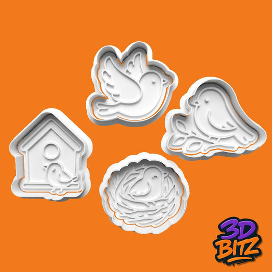 Bird Cookie Cutters with Embossers: Spring Baking Set Cookie Cutter & Embosser Set