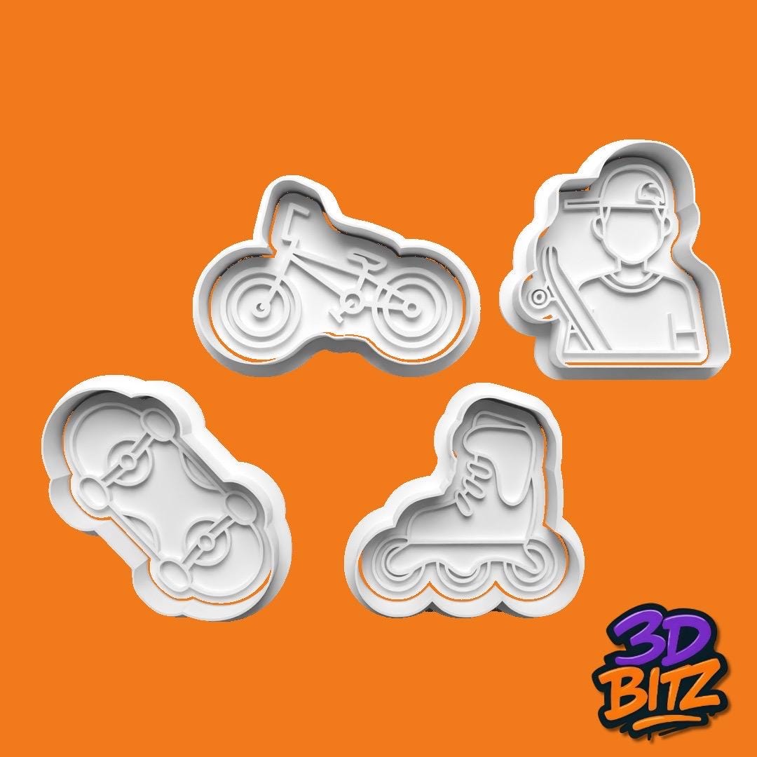 Extreme Sports skater Cookie Cutter & Embosser Set