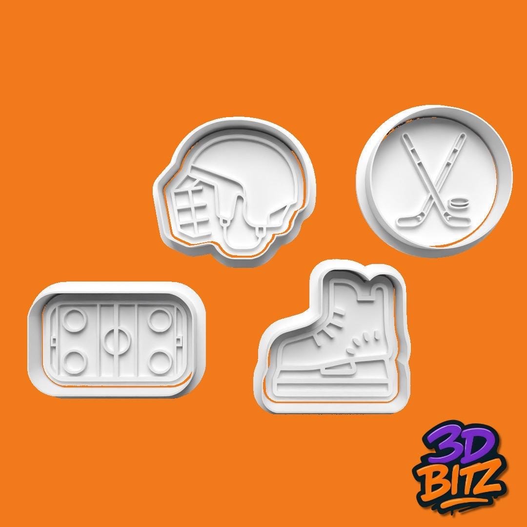 Ice Hockey Cookie Cutter & Embosser Set