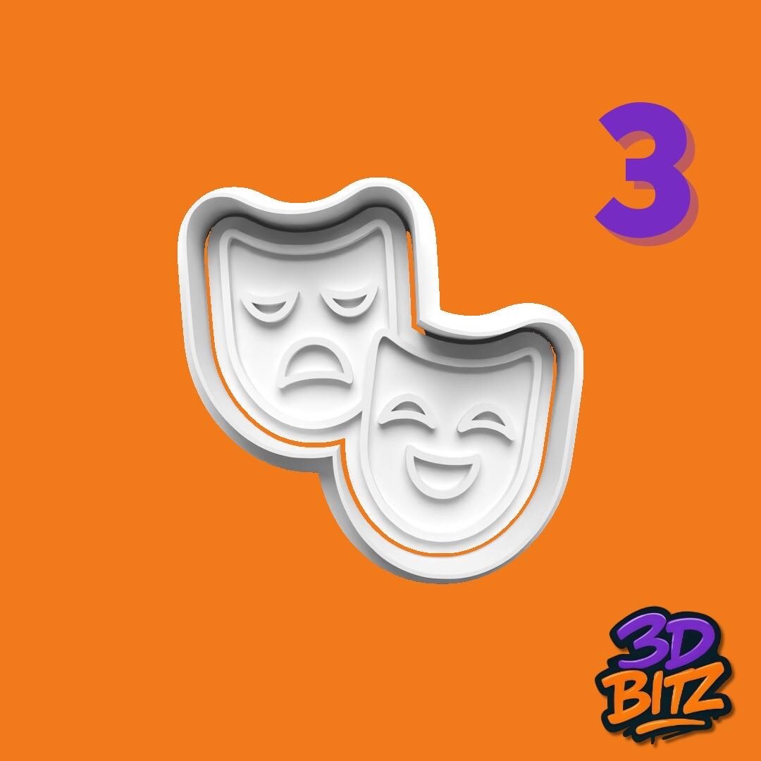 Theatre Mask Cookie Cutter & Embosser Set