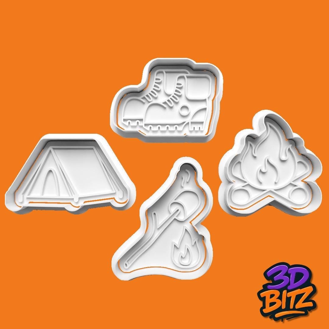 Camping campfire food Cookie Cutter & Embosser Set