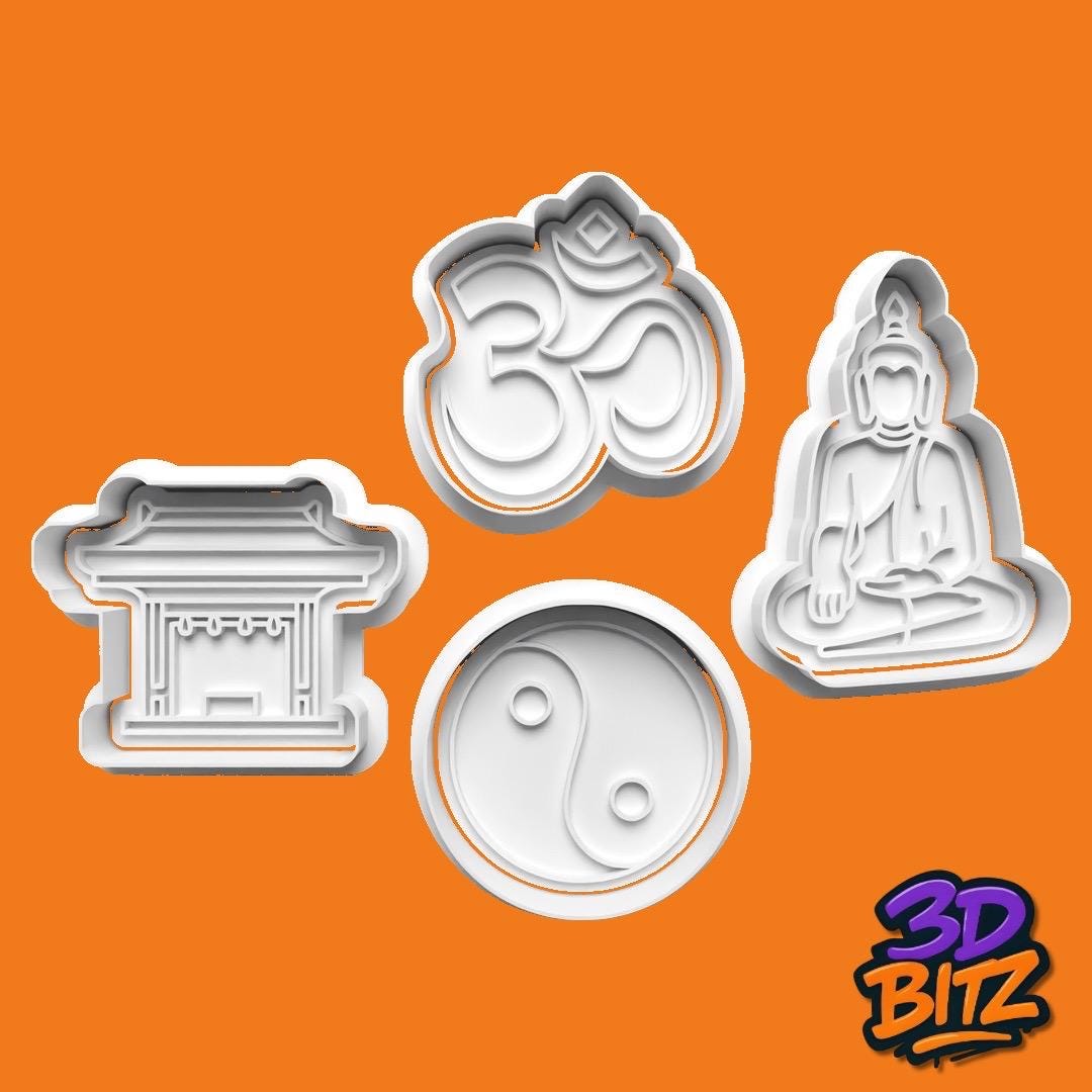 Spiritual buddhism meditation Symbols Cookie Cutter & Embosser Set
