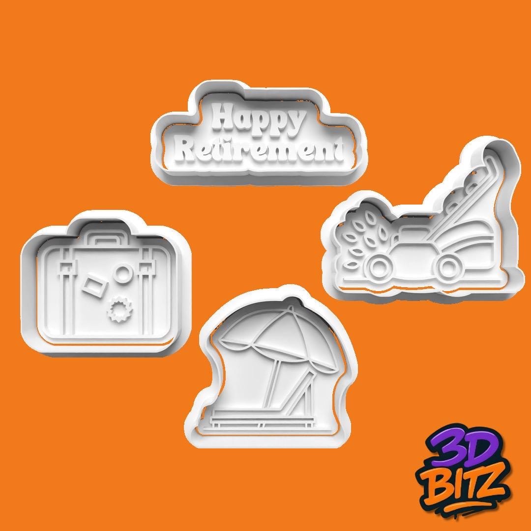 Retirement Cookie Cutter & Embosser Set