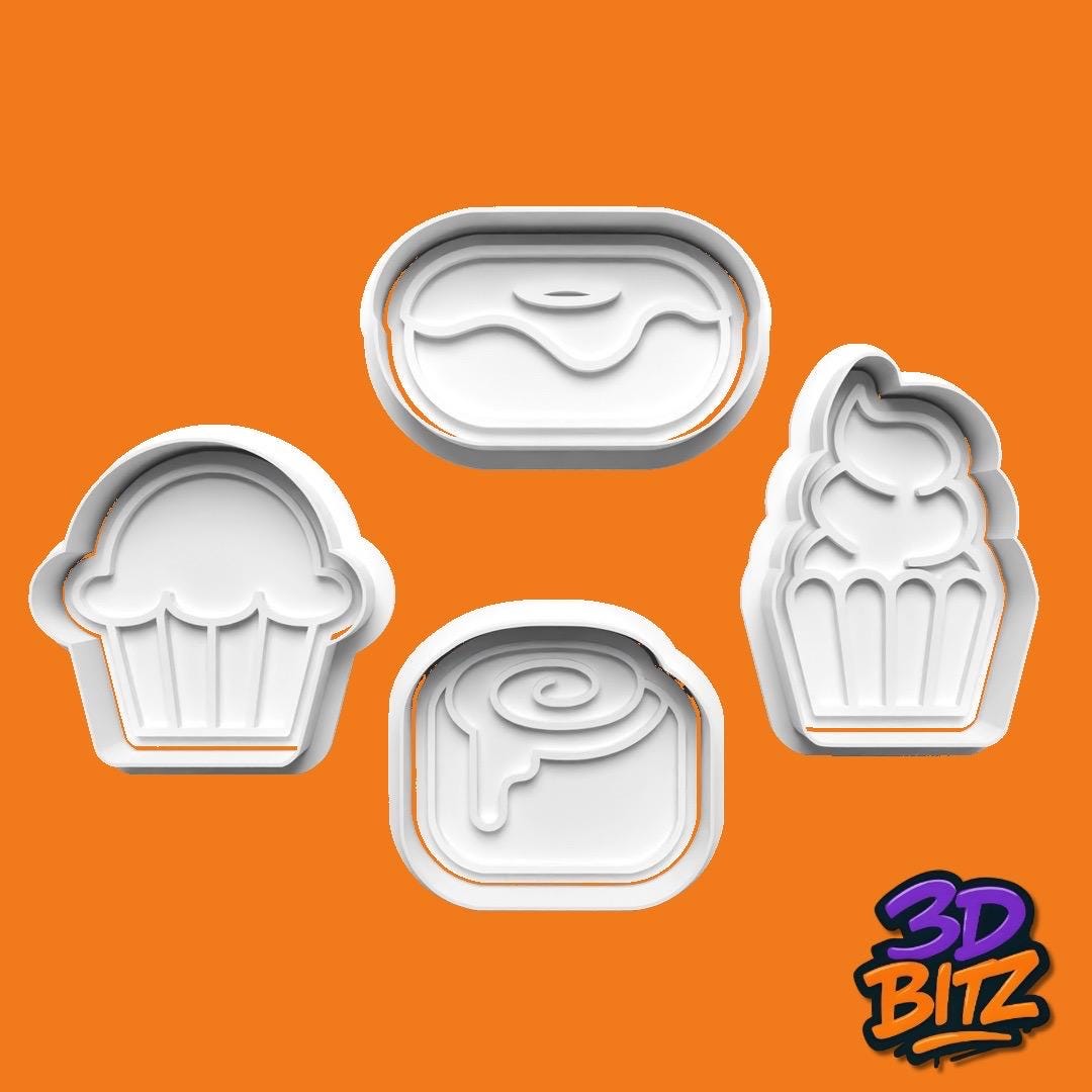 Pastries Cupcake & Cake Cookie Cutter & Embosser Set