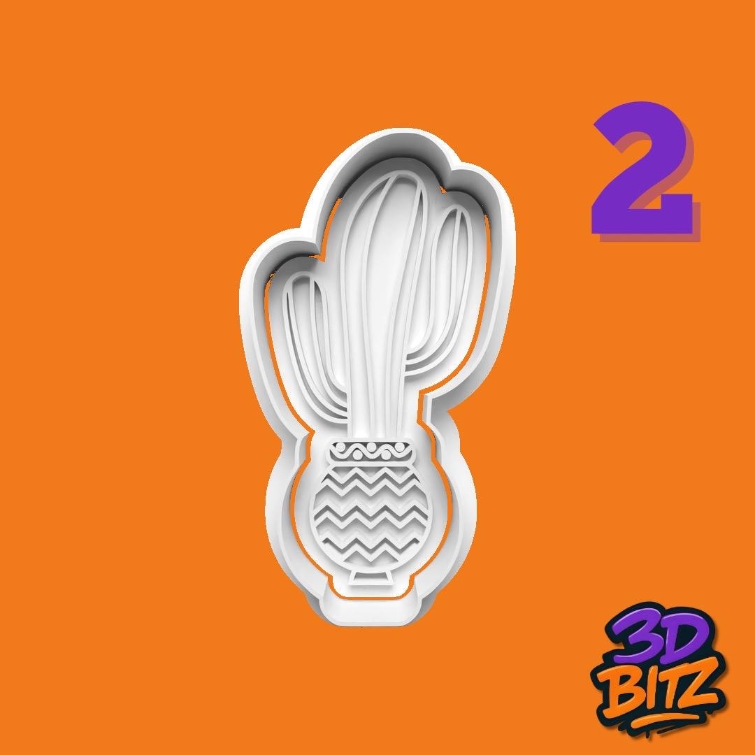 Boho Cactus Cookie Cutter & Embosser Set
