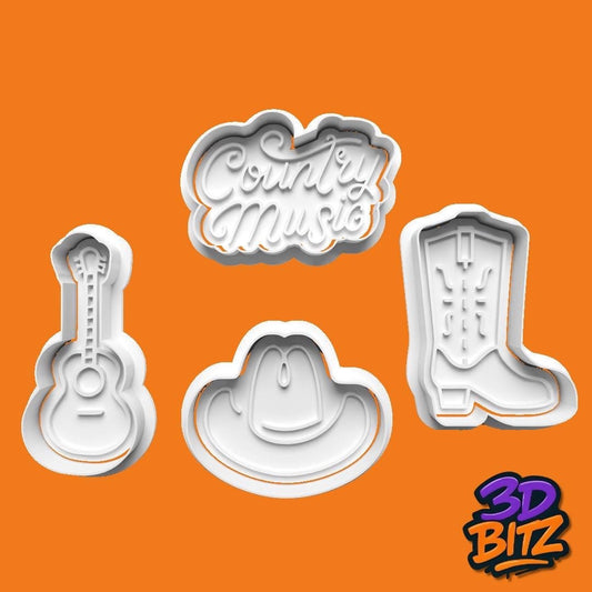 Country Music Cookie Cutter & Embosser Set