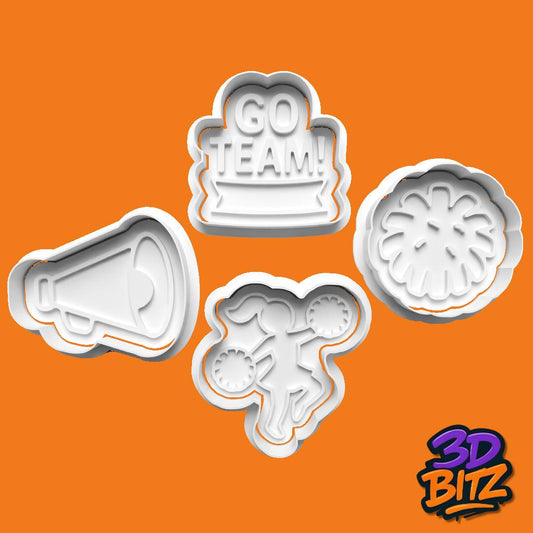 Cheerleader Cookie Cutter Set: Go Team, Pom Pom & Megaphone Cookie Cutter & Embosser Set