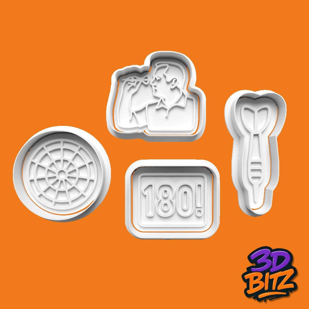 Darts Cookie & Biscuit Cutters with Embossers Cookie Cutter & Embosser Set