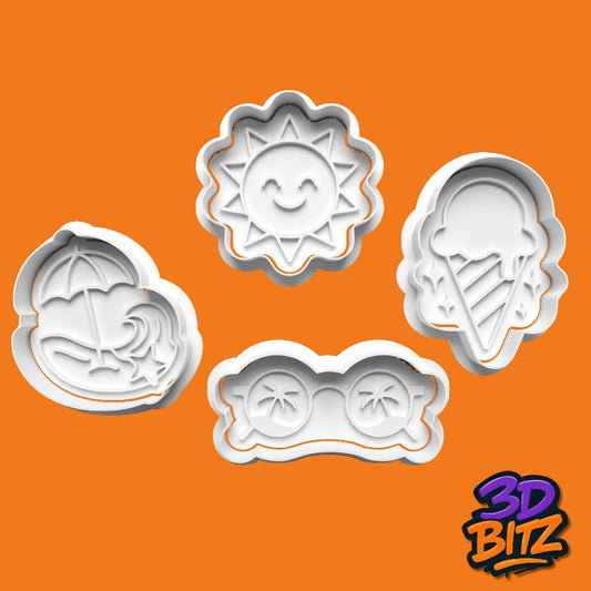 Summer Cookie Cutter Set: Beach, Sun, Ice Cream Cookie Cutter & Embosser Set