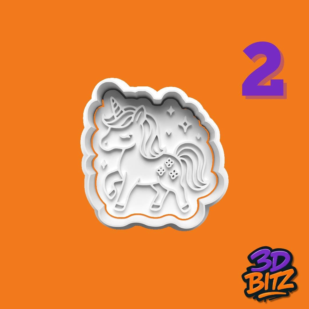 Unicorn Cookie Cutter Set: 3D Printed Magical Biscuit Embossers Cookie Cutter & Embosser Set