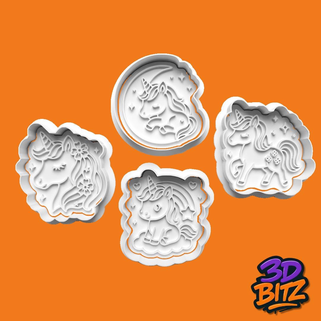 Unicorn Cookie Cutter Set: 3D Printed Magical Biscuit Embossers Cookie Cutter & Embosser Set