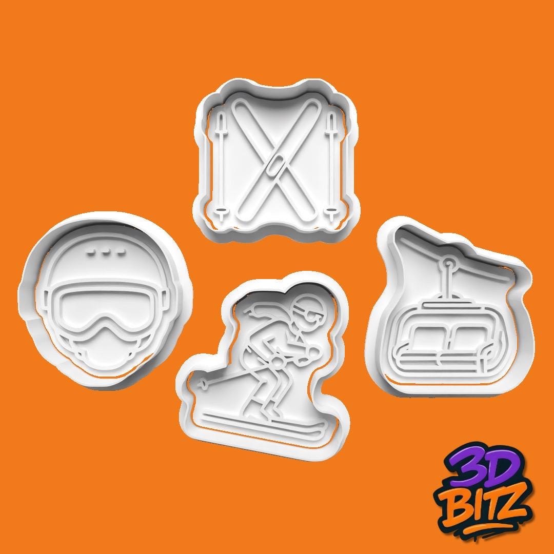 Skiing Cookie Cutter & Embosser Set