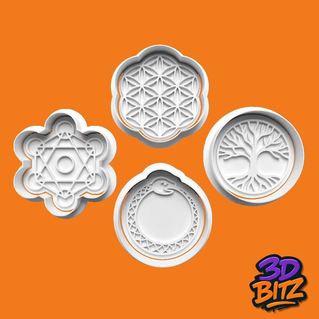 Sacred Geometry Cookie Cutters: 3D Printed Embosser Set Cookie Cutter & Embosser Set