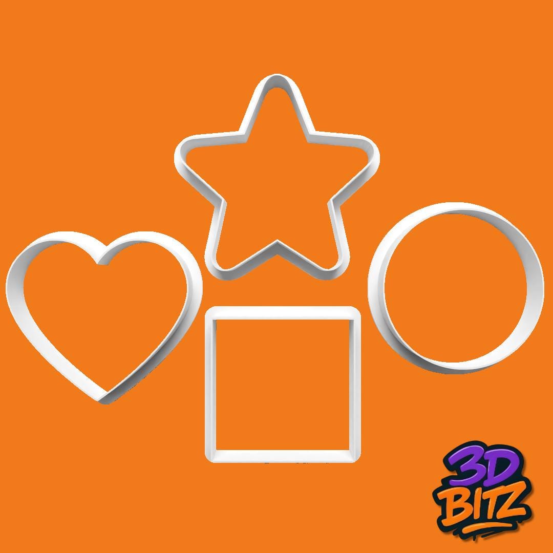 Basic Shape Cookie Cutter Set: 3D Printed PLA, Baking & Craft Tools Cookie Cutter & Embosser Set