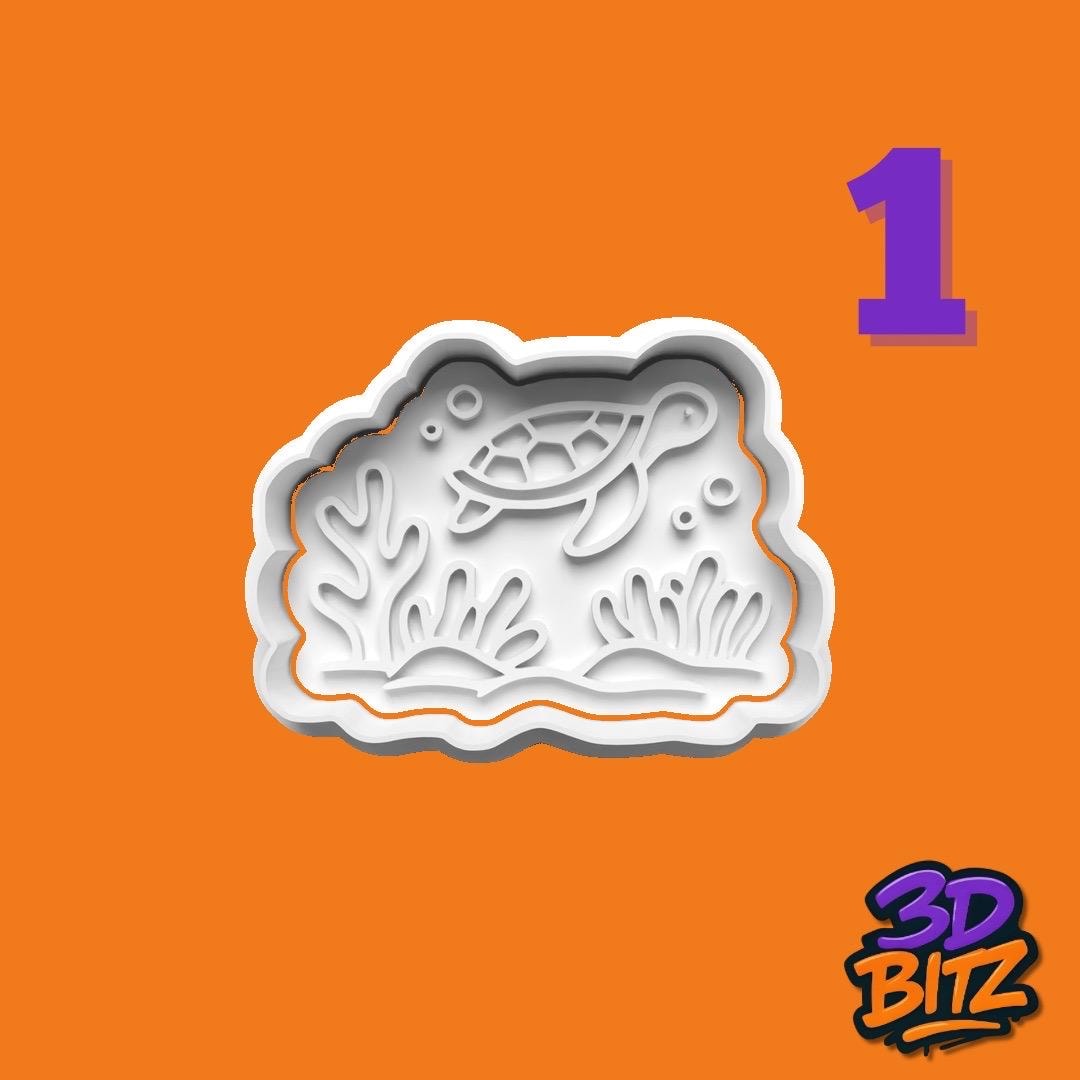 Ocean Scene coral reef Cookie Cutter & Embosser Set