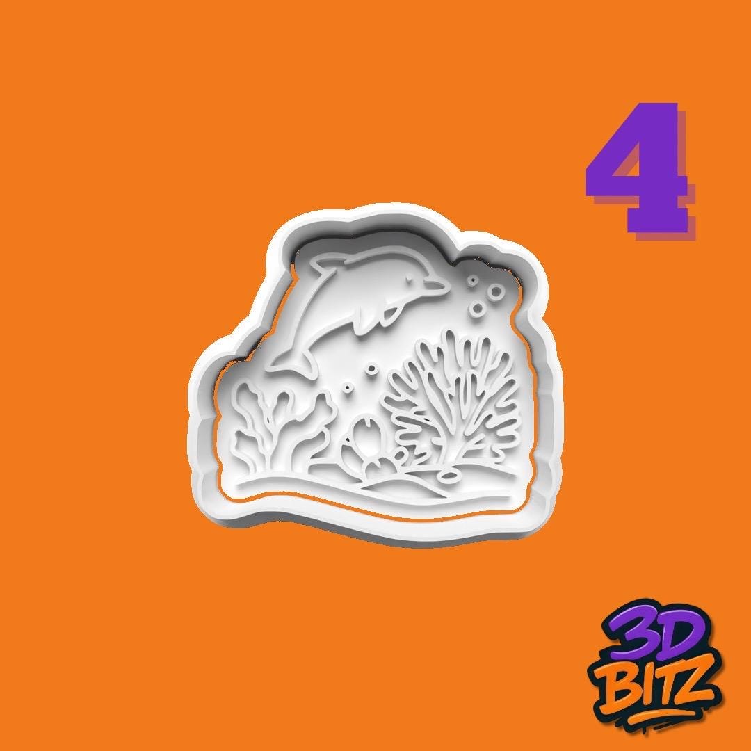 Ocean Scene coral reef Cookie Cutter & Embosser Set