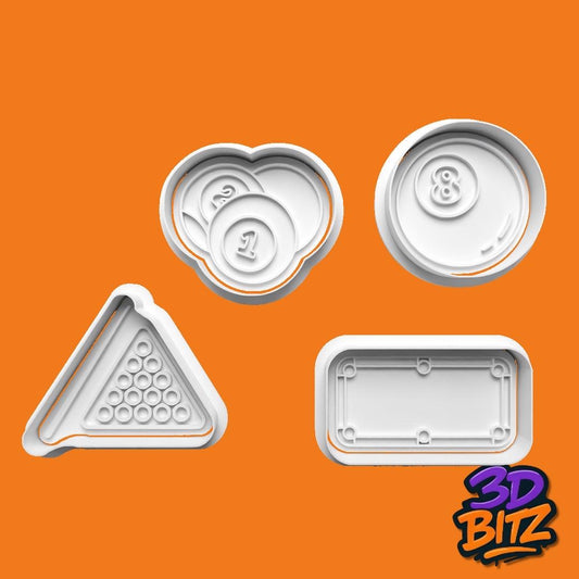 Pool / Snooker Cookie Cutter & Embosser Set