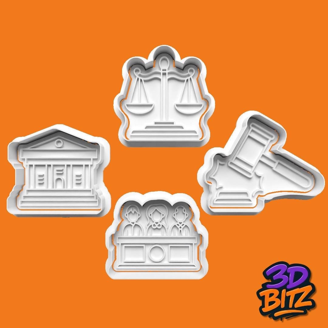 Court, Legal & Justice Cookie Cutter & Embosser Set
