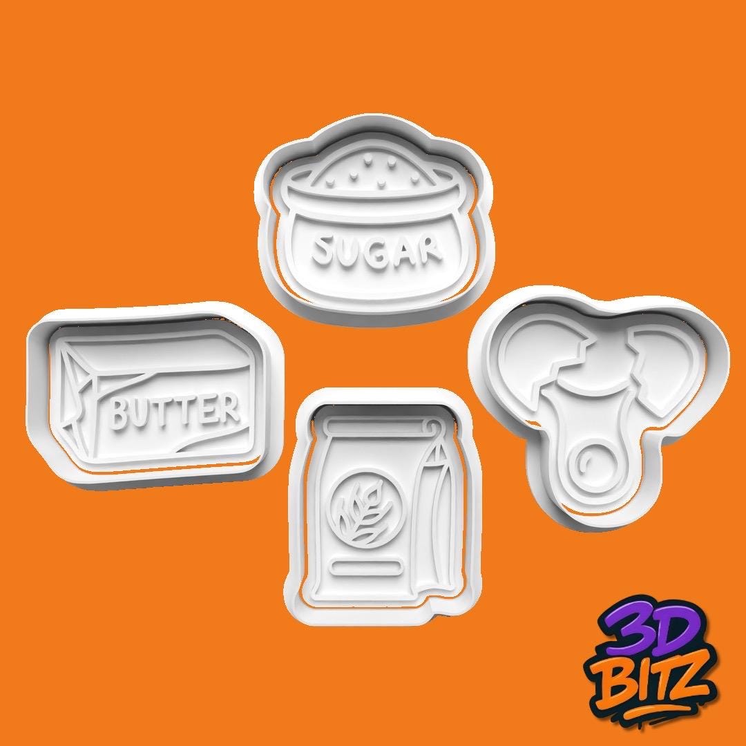 Baking Ingredients Cookie Cutter & Embosser Set