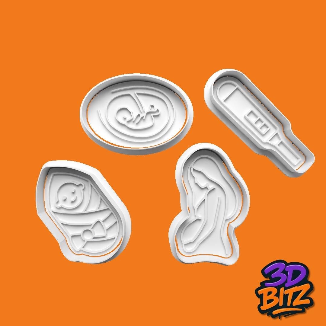 Pregnancy & New Baby Cookie Cutter & Embosser Set