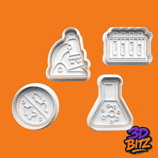 Science stem scientist teacher Cookie Cutter & Embosser Set
