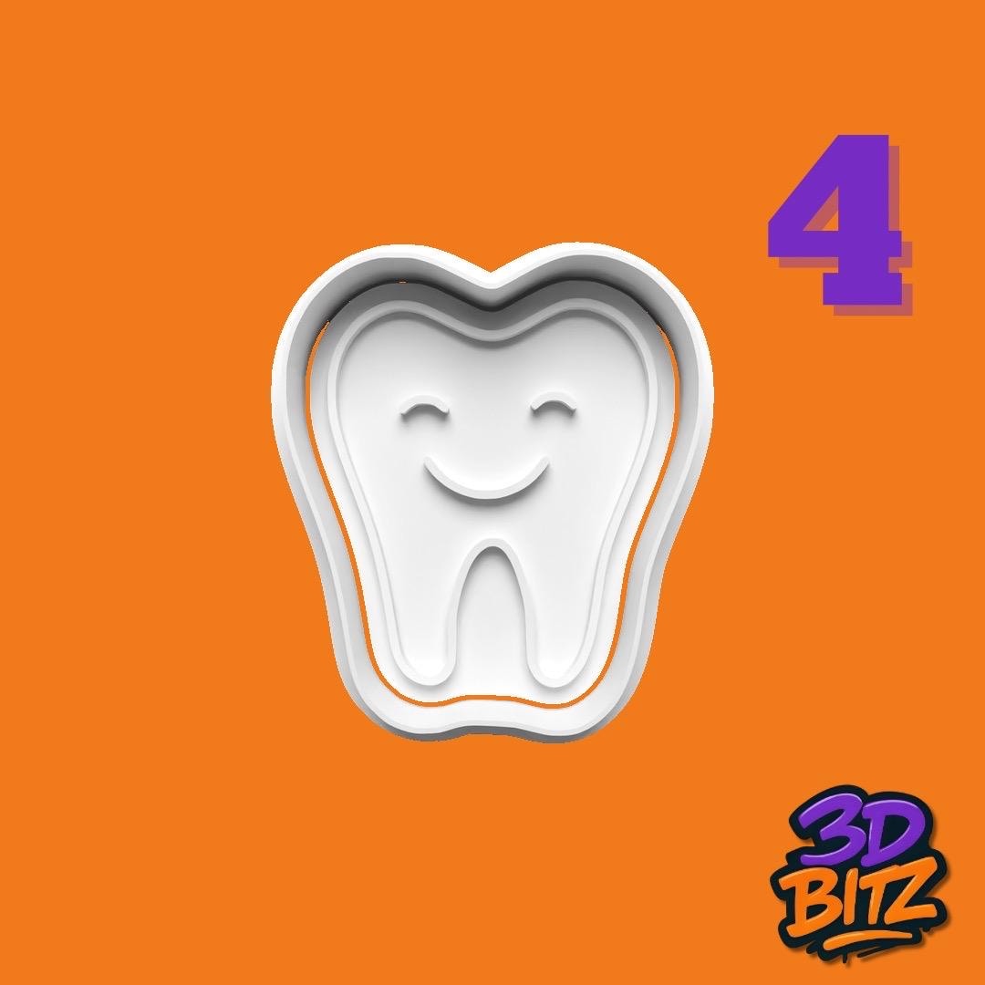 Dental dentist tooth fairy Cookie Cutter & Embosser Set