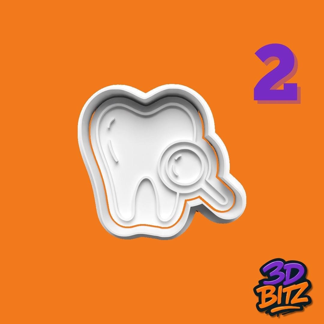Dental dentist tooth fairy Cookie Cutter & Embosser Set