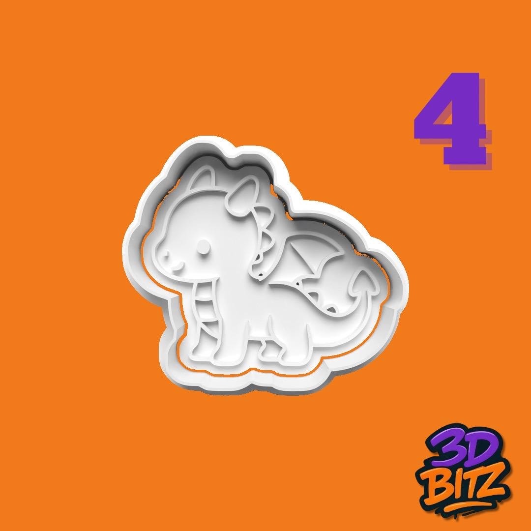 Cute Dragon Cookie Cutter & Embosser Set
