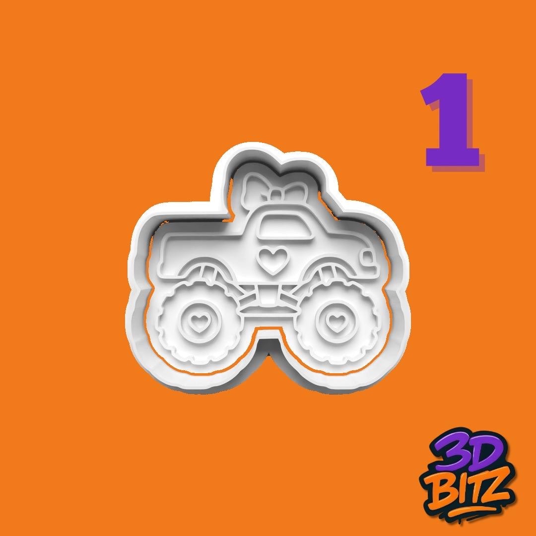 Girlie Monster Truck Cookie Cutter & Embosser Set