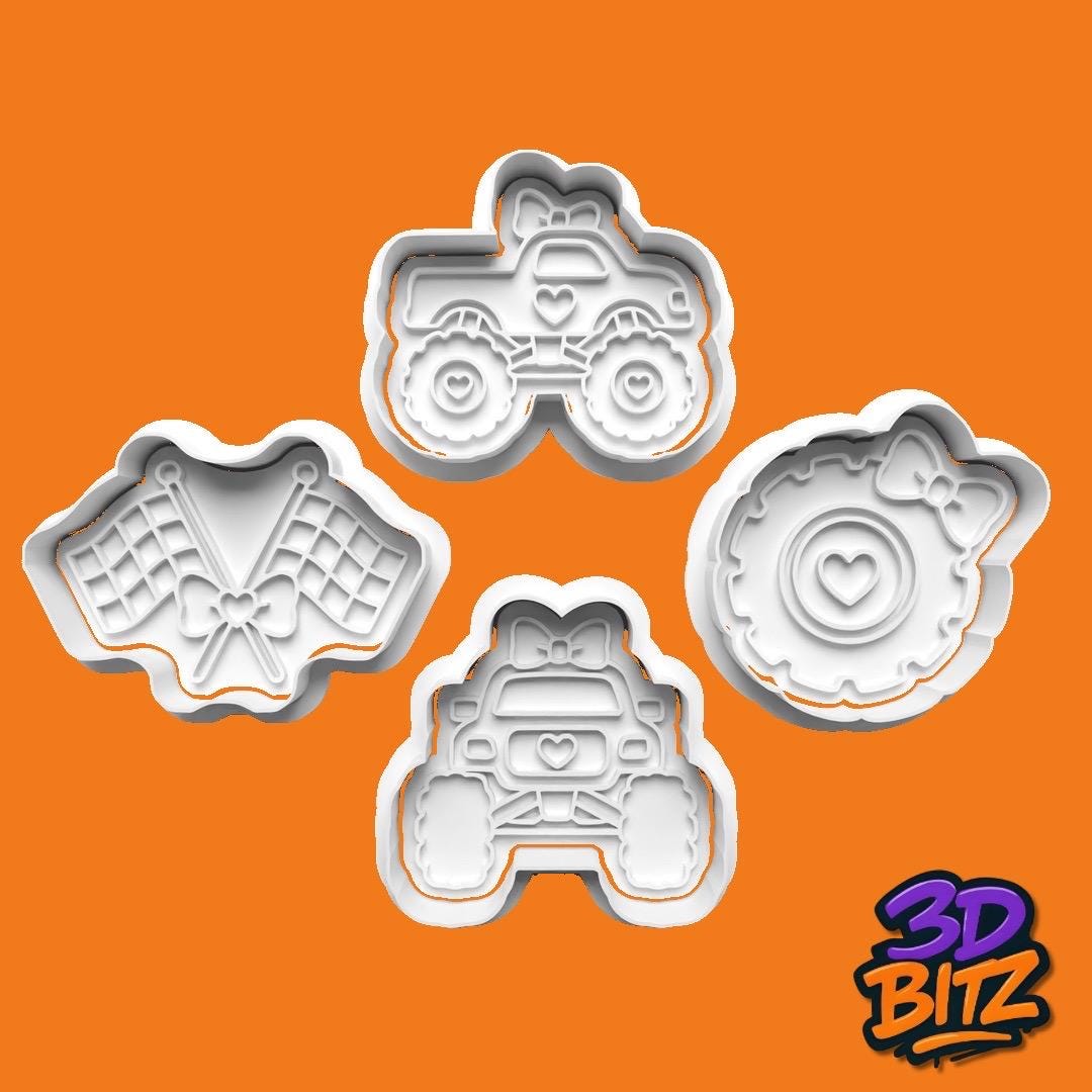 Girlie Monster Truck Cookie Cutter & Embosser Set