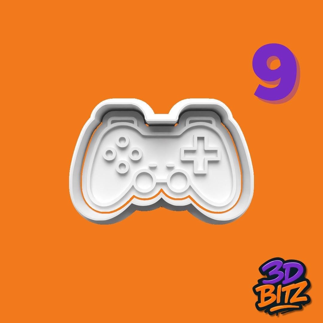 Gaming Controller Console Cookie Cutter & Embosser Set