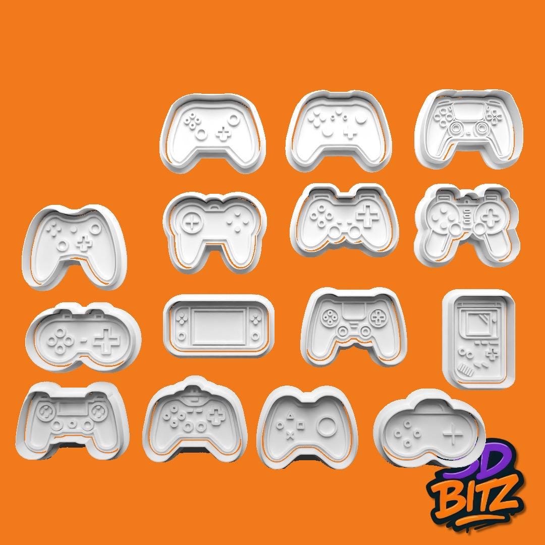 Gaming Controller Console Cookie Cutter & Embosser Set