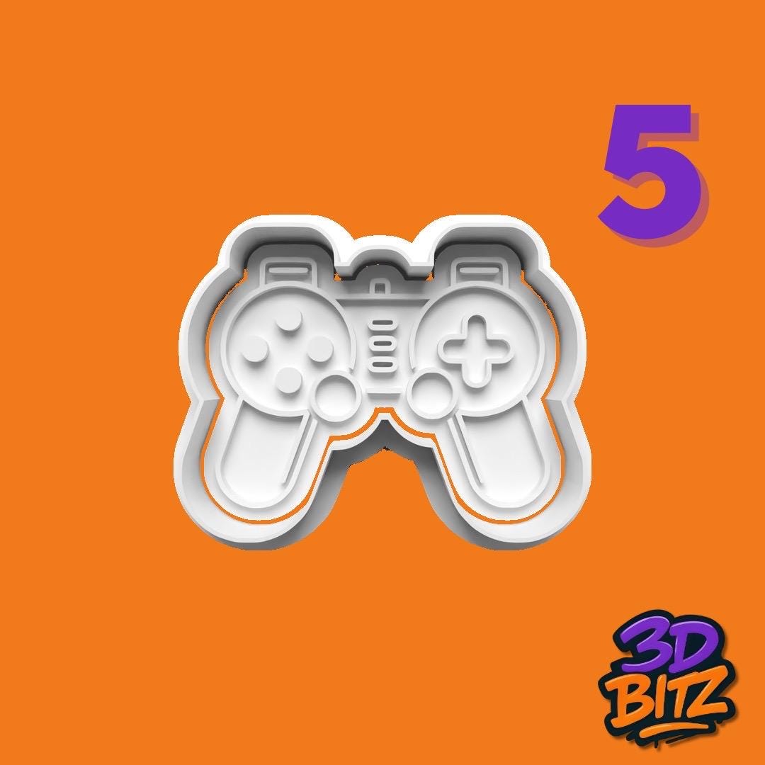 Gaming Controller Console Cookie Cutter & Embosser Set