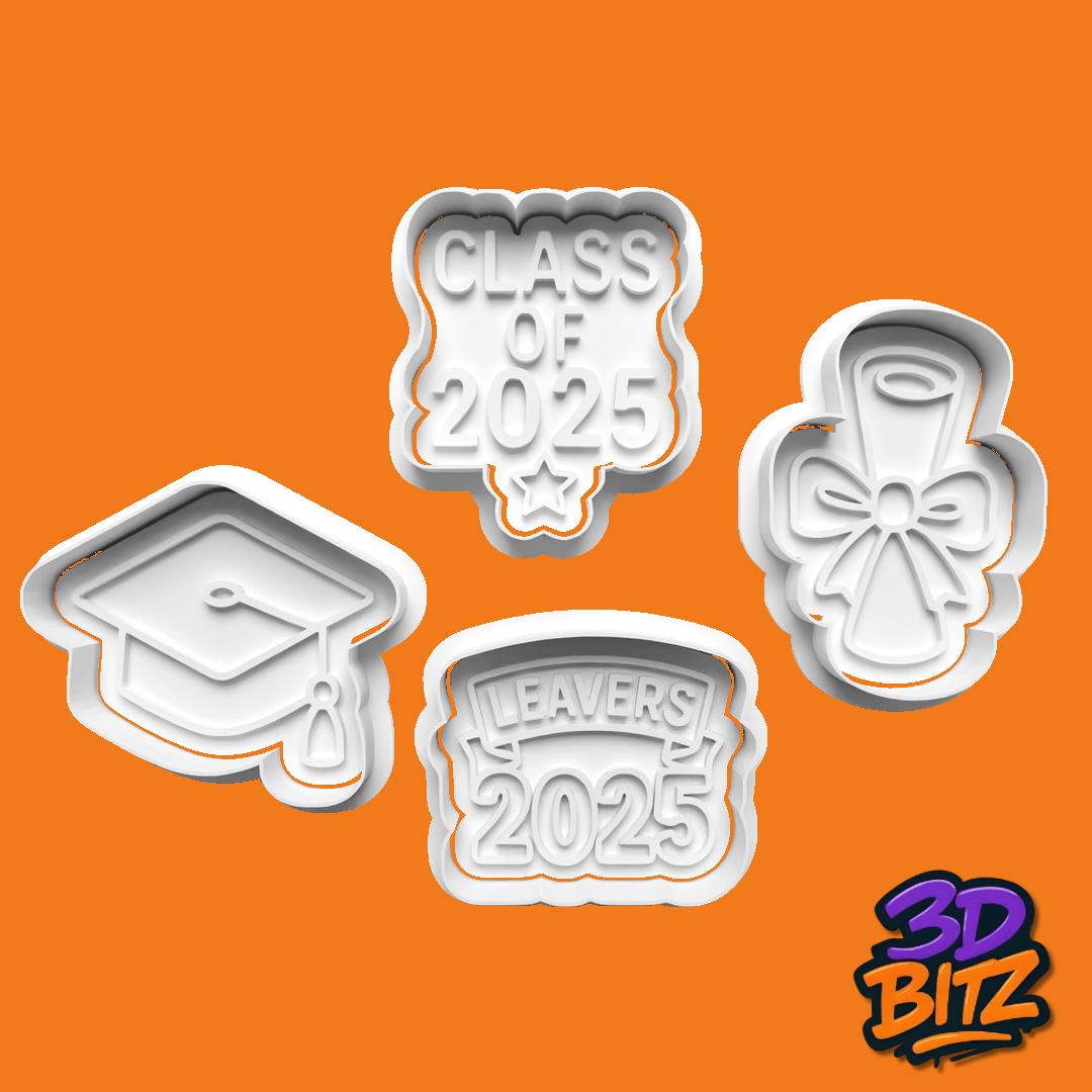Class of 2025 Graduation Cookie Cutters| Leavers 2025 Biscuit Embossers| School Leaver Gift Cookie Cutter & Embosser Set