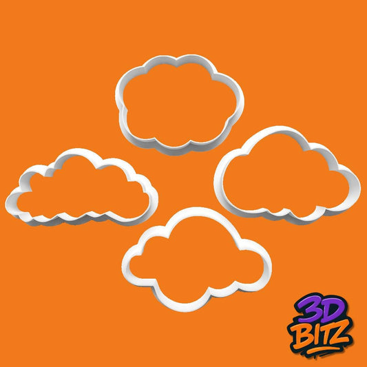 Cloud Cookie Cutters: 3D Printed, Weather Party Set of 4 Cookie Cutter & Embosser Set