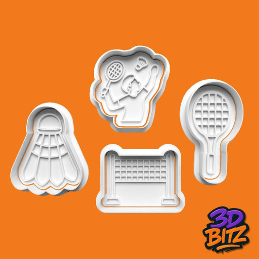 Badminton Cookie Cutter Set: 3D Printed Sports Baking Cookie Cutter & Embosser Set
