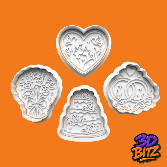 Wedding Cookie Cutter & Embosser Set