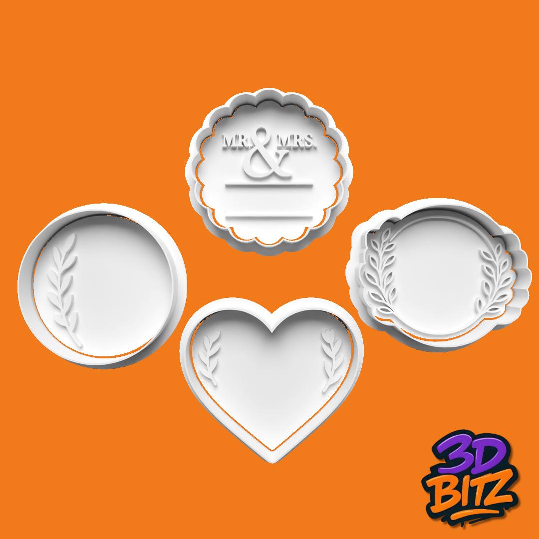 Wedding Cookie Cutters| Mr & Mrs Embosser| Engagement Biscuit Stamp Set bridle party wedding favors Cookie Cutter & Embosser Set