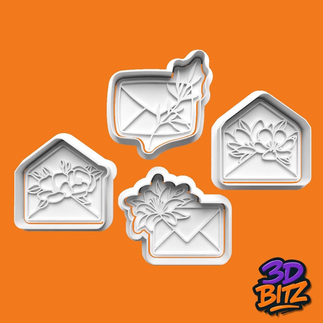 Floral Envelope Cookie Cutter & Embosser Set