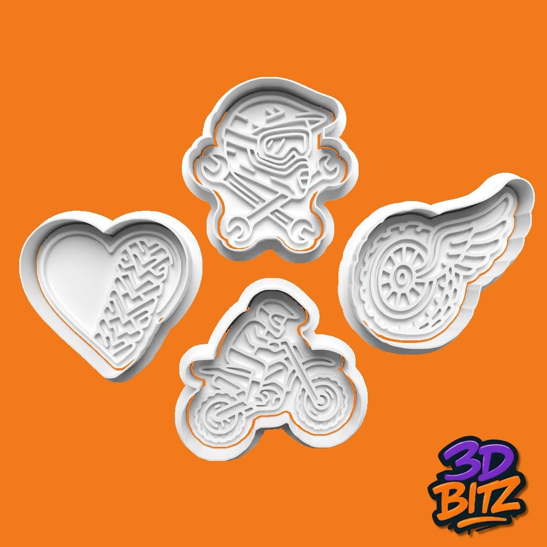Motocross Cookie Cutter & Embosser Set