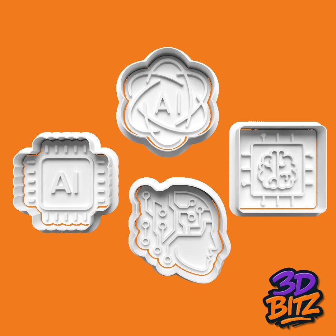 AI & Technology Cookie Cutter Set: Geeky Science PLA Embossers Cookie Cutter & Embosser Set