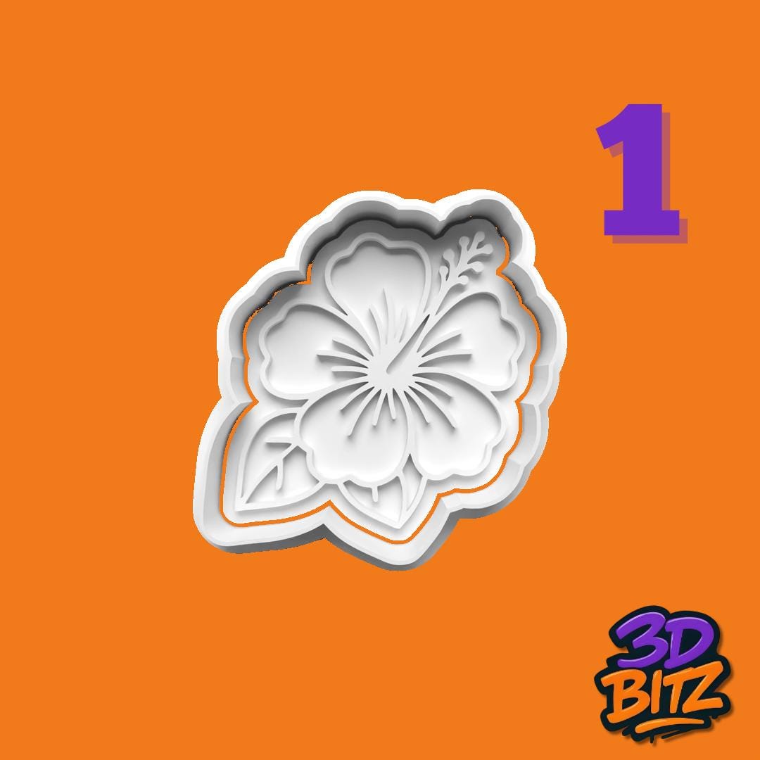 Tropical Cookie Cutter Set: Luau Beach Theme, Tiki, Hibiscus, Turtle Cookie Cutter & Embosser Set