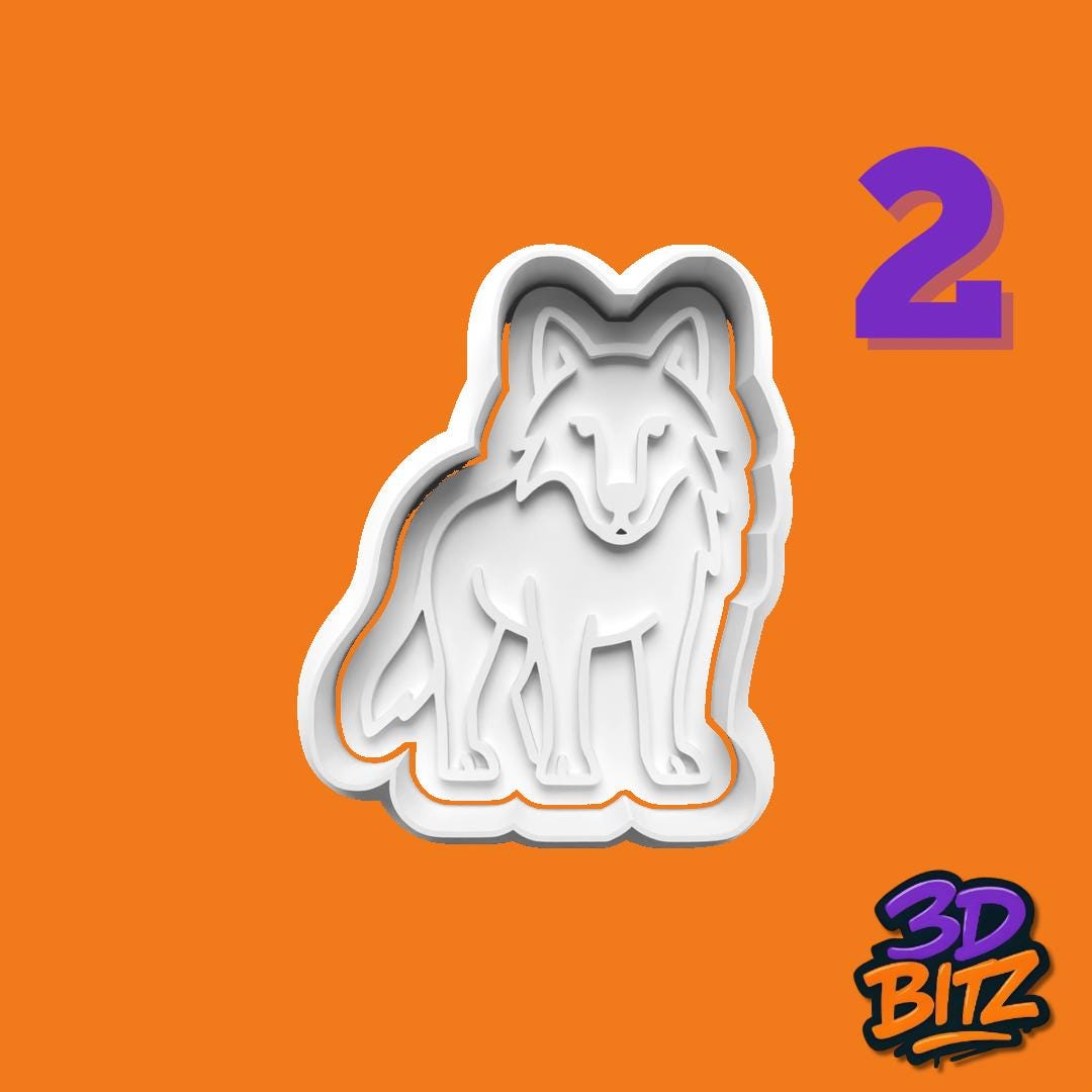 Wolf Cookie Cutter Set PLA Embossers Cookie Cutter & Embosser Set