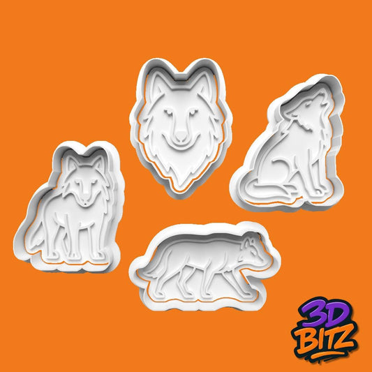 Wolf Cookie Cutter Set PLA Embossers Cookie Cutter & Embosser Set