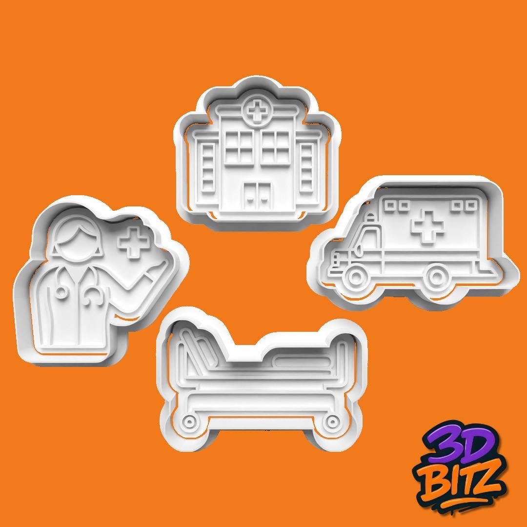 Medical hospital Cookie Cutter & Embosser Set