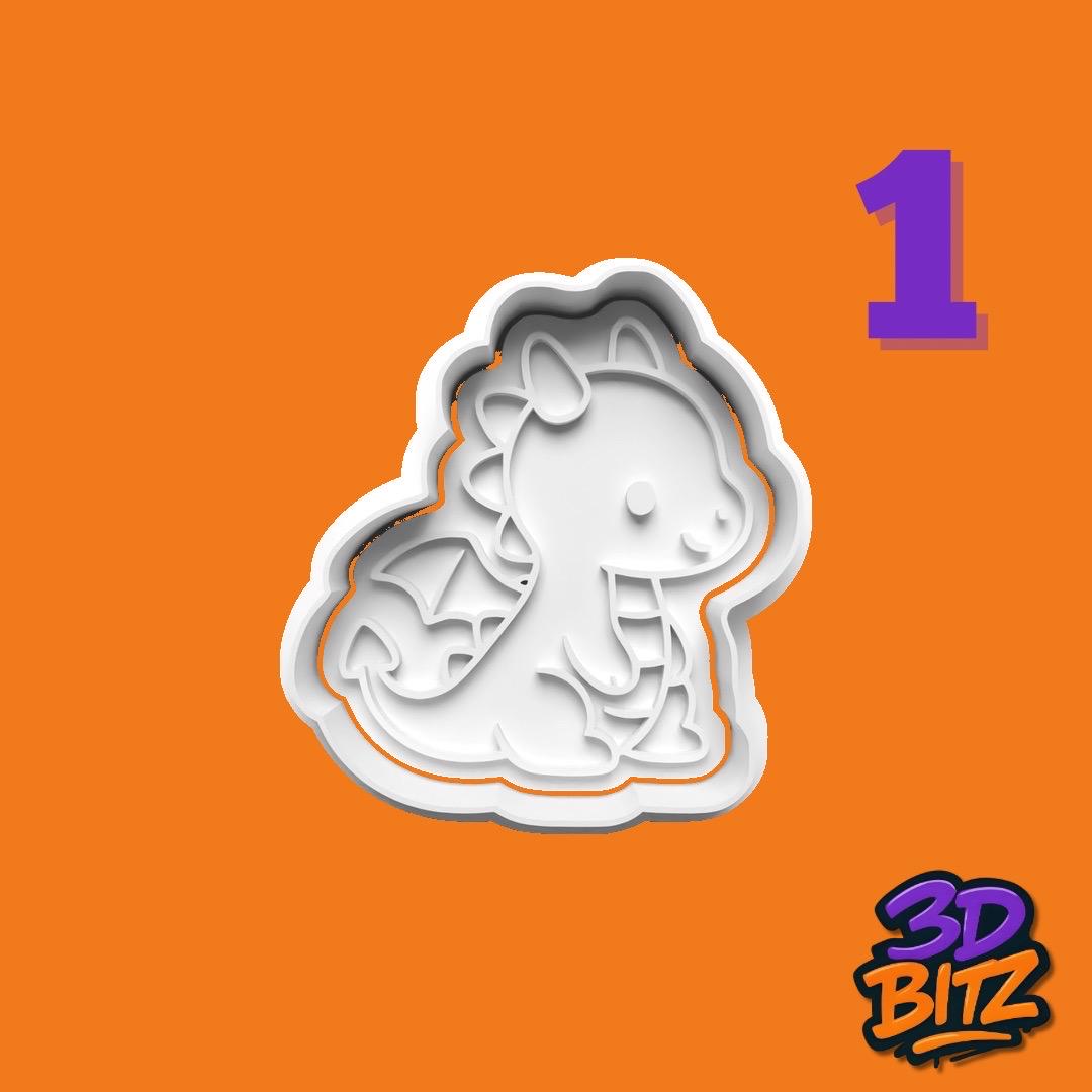 Cute Dragon Cookie Cutter & Embosser Set
