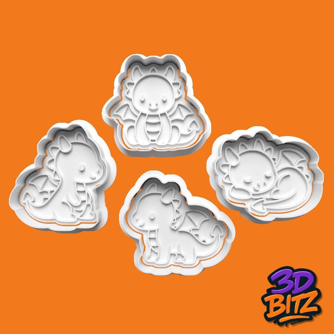 Cute Dragon Cookie Cutter & Embosser Set