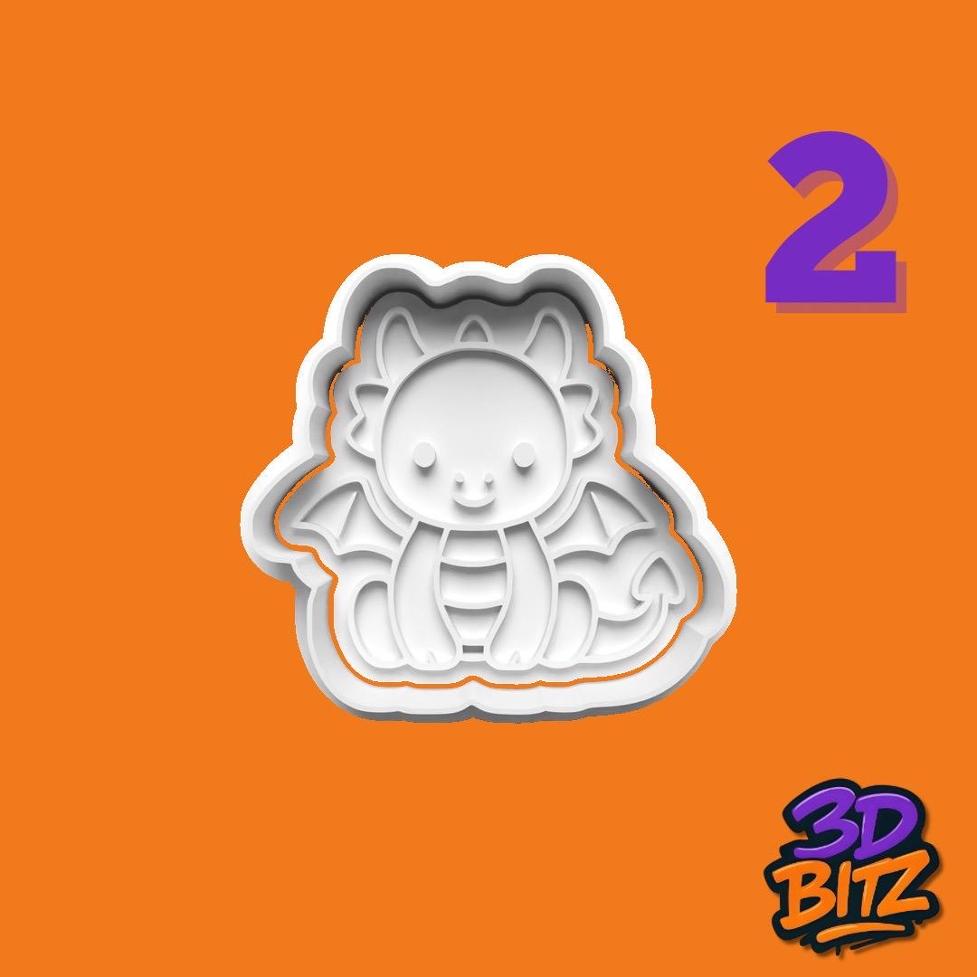 Cute Dragon Cookie Cutter & Embosser Set