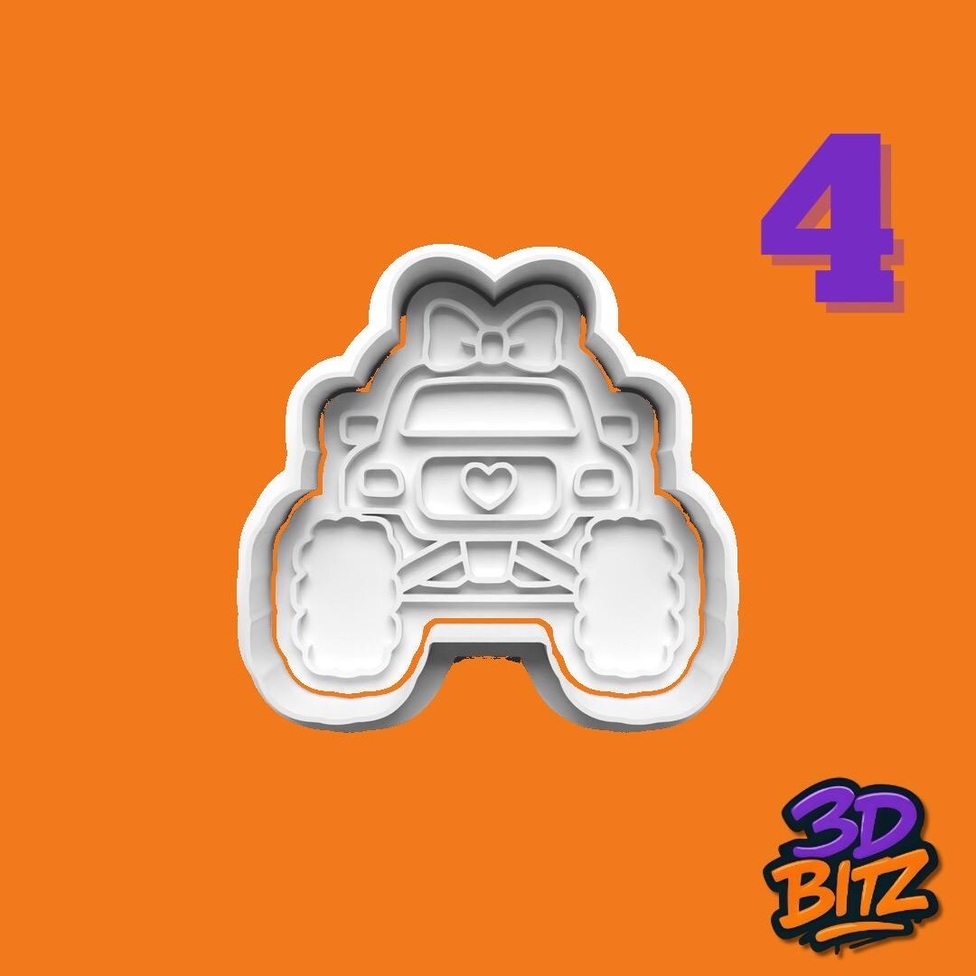 Girlie Monster Truck Cookie Cutter & Embosser Set
