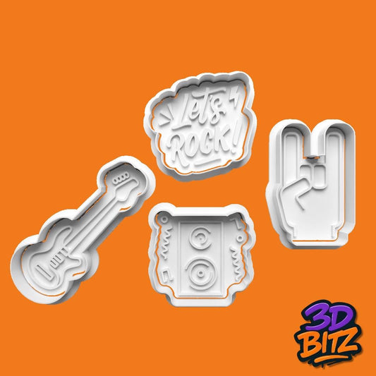 Rock Music Cookie Cookie Cutter & Embosser Set
